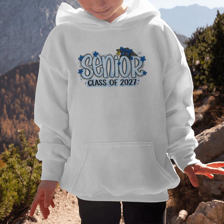 Senior 2027 Blue Girls Class Of 27 Back To School Graphic Kid Hoodie Senior 2027 Blue Girls Class Of 27 Back To School Graphic Kid Hoodie