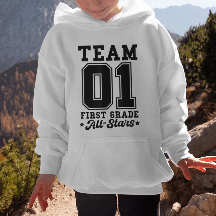 Team 1st Grade All-Stars Back To School Sports Jersey Graphic Kid Hoodie Team 1st Grade All-Stars Back To School Sports Jersey Graphic Kid Hoodie