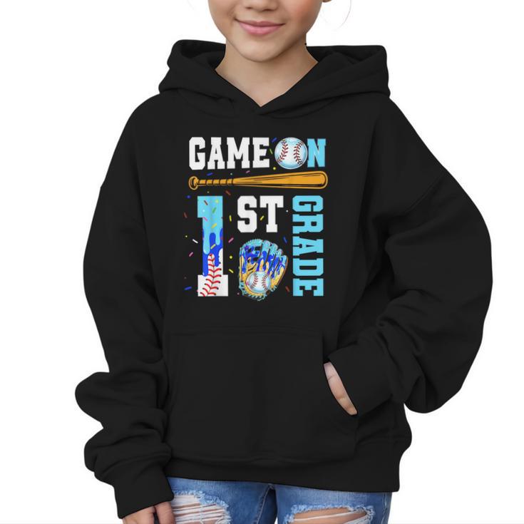1st Grade Back To School Baseball Drip Ice Cream Game On Graphic Kid Hoodie