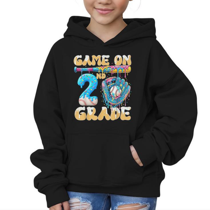 2nd Grade Back To School Baseball Drip Ice Cream Game On Graphic Kid Hoodie