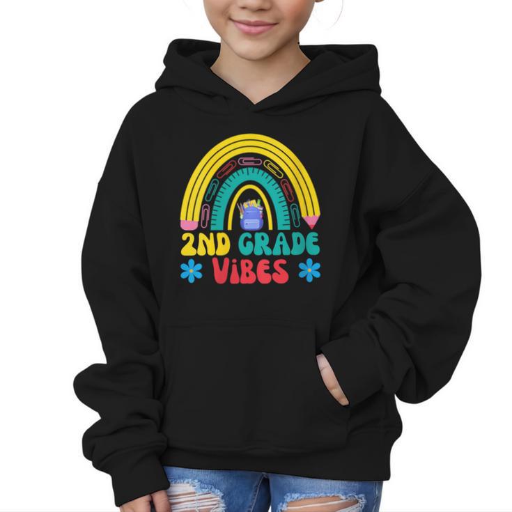 2nd Grade Vibes Back To School Rainbow Second Grade Graphic Kid Hoodie
