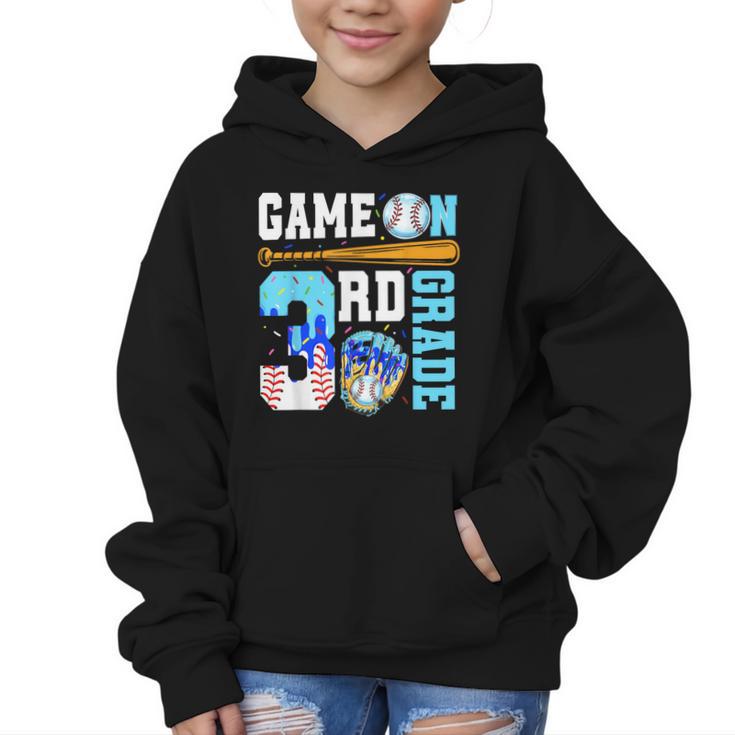3rd Grade Back To School Baseball Drip Ice Cream Game On Graphic Kid Hoodie
