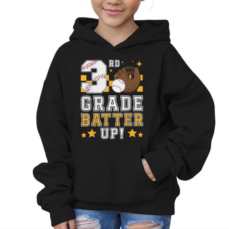 3rd Grade Batter Up Baseball First Day Back To School Graphic Kid Hoodie