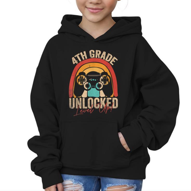4th Grade Unlocked Level Up Gamer Back To School Fourth Graphic Kid Hoodie