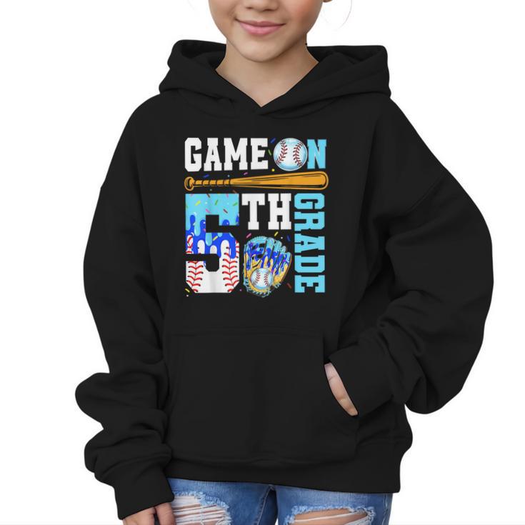 5th Grade Back To School Baseball Drip Ice Cream Game On Graphic Kid Hoodie