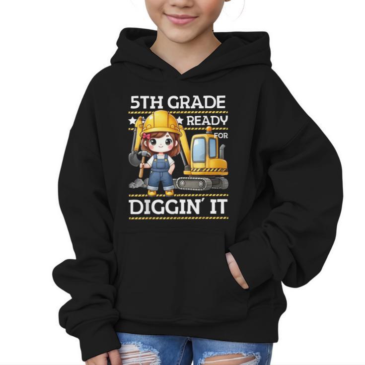 5th Grade Ready For Digging Construction Girl Back To School Graphic Kid Hoodie