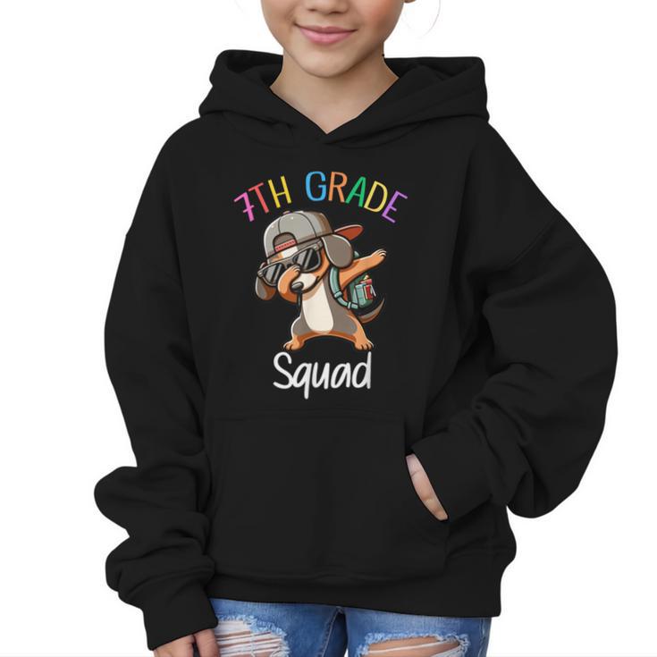 7th Grade Squad Dachshund Dabbing Kids Back To School Graphic Kid Hoodie
