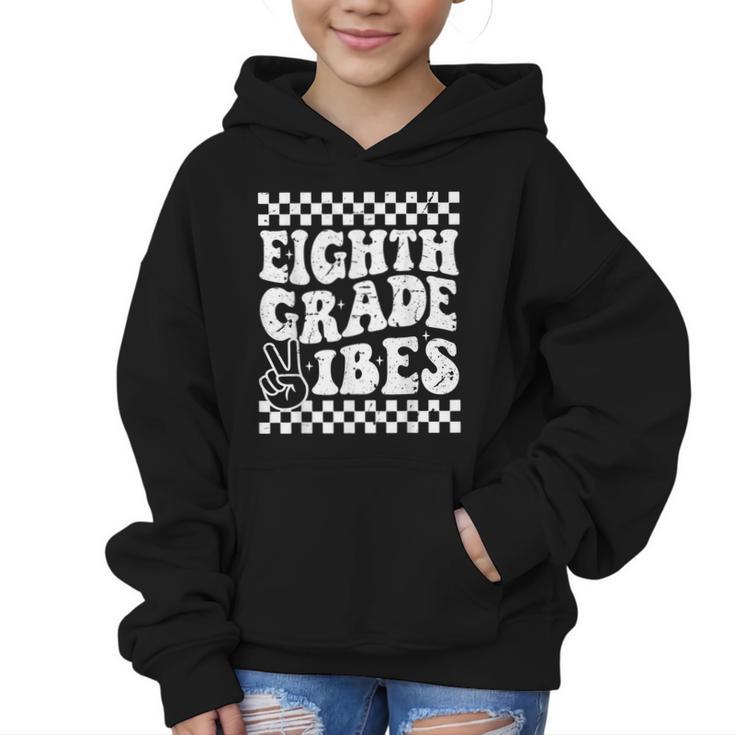 8th Eighth Grade Vibes 1st Back To School Checkerboard Crew Graphic Kid Hoodie