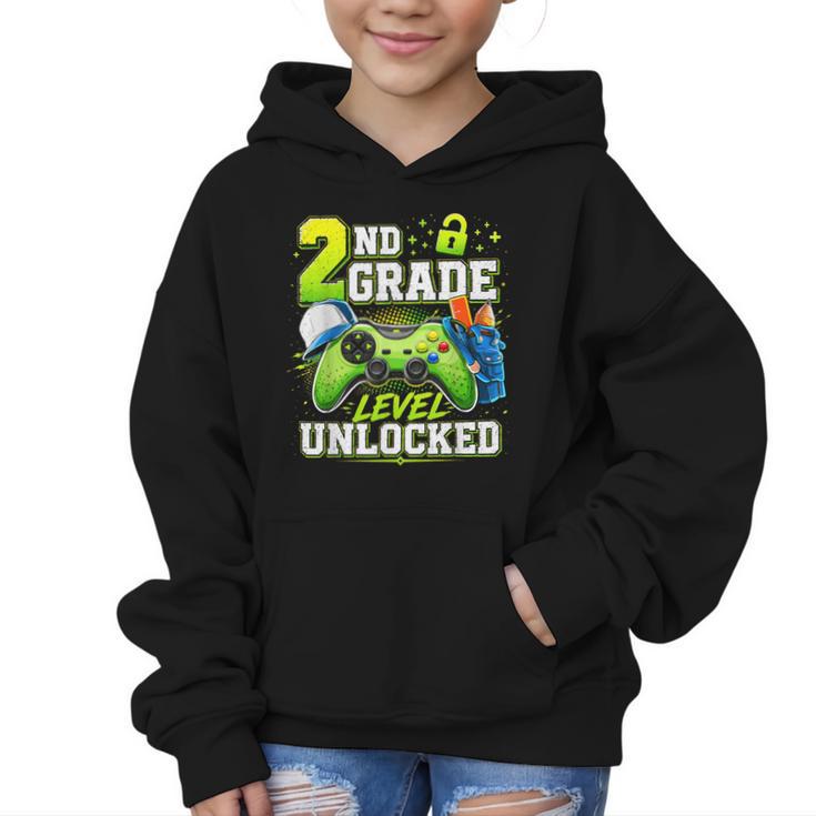 Back To School 2nd Second Grade Level Unlocked Gamer Kid Graphic Kid Hoodie