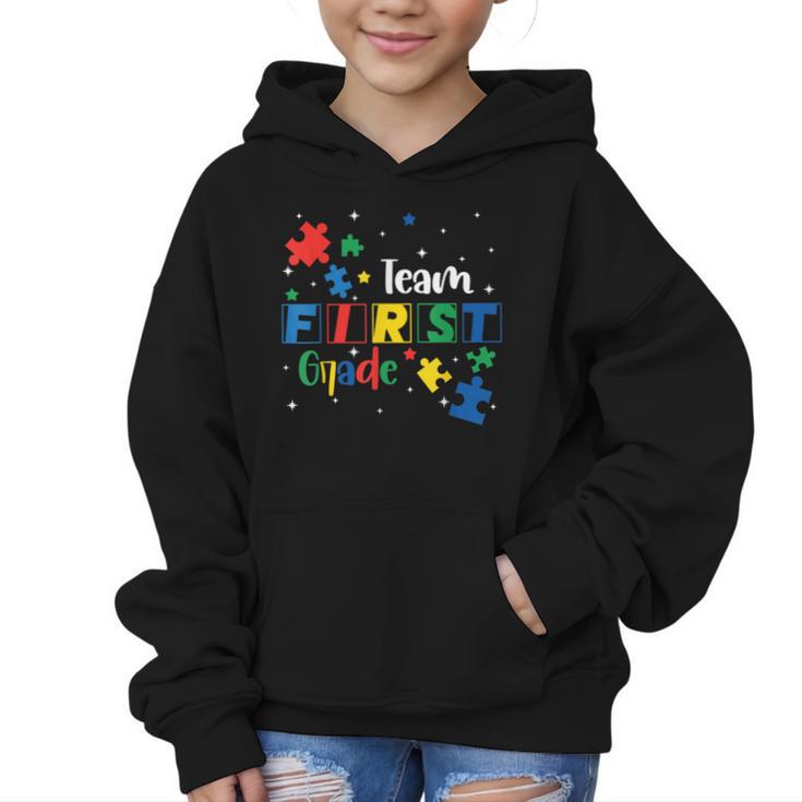 Back To School Autism Puzzle Pieces Autistic First Grade ASD Graphic Kid Hoodie
