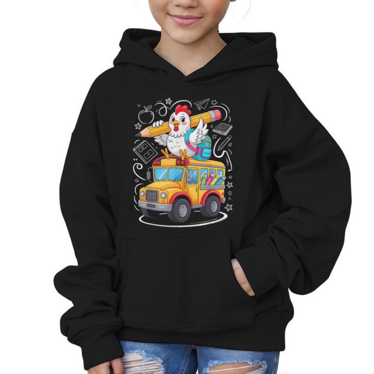 Back To School Chicken School Bus 100 Days Of School Graphic Kid Hoodie