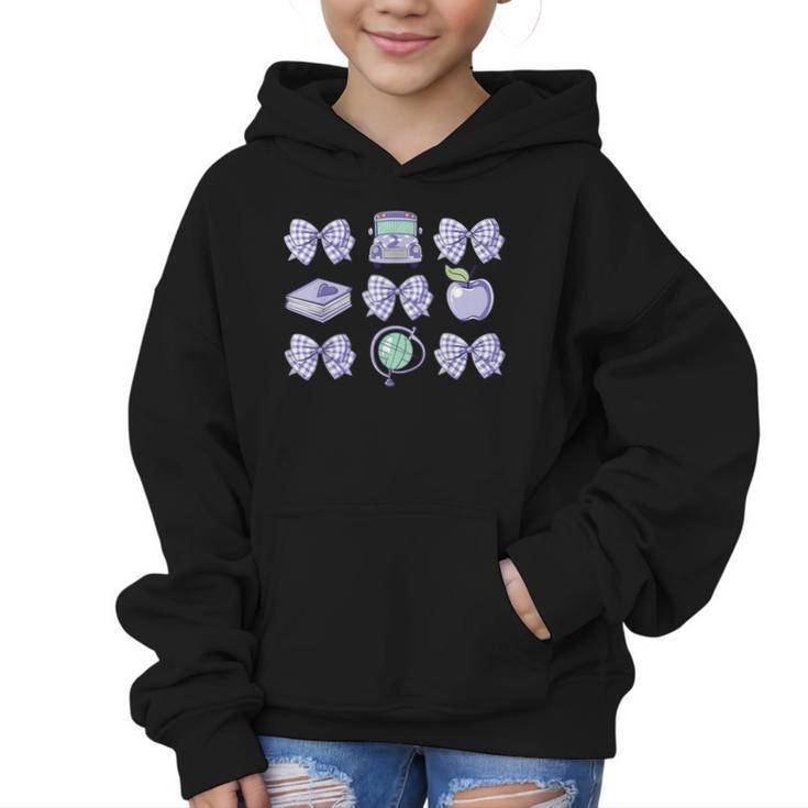 Back To School Coquette Bow Gingham First Day Of School Bows Graphic Kid Hoodie
