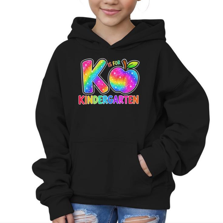 Back To School F Is For Kindergarten Rainbow Apple Kid Graphic Kid Hoodie