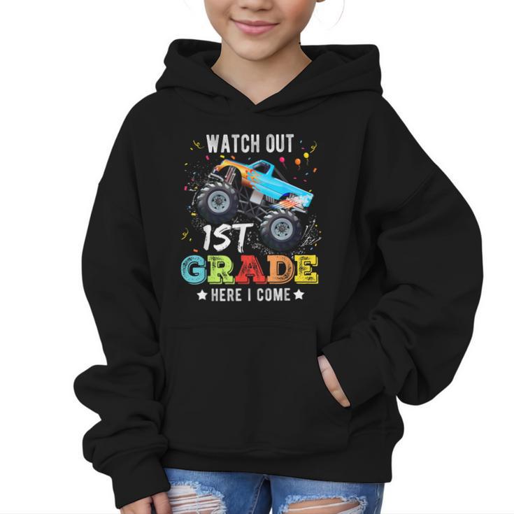 Back To School First Grade Here I Come For Boy Kids Truck Graphic Kid Hoodie