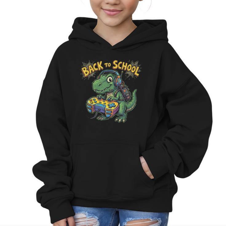 Back To School Gaming First Grade Dinosaur T Rex Boys Graphic Kid Hoodie