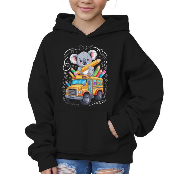 Back To School Koala School Bus 100 Days Of School Graphic Kid Hoodie