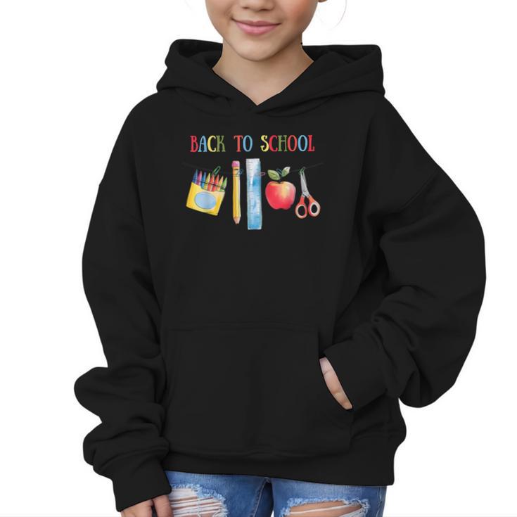 Back To School Shirt Apple Crayons Pencil Ruler Cute Graphic Graphic Kid Hoodie