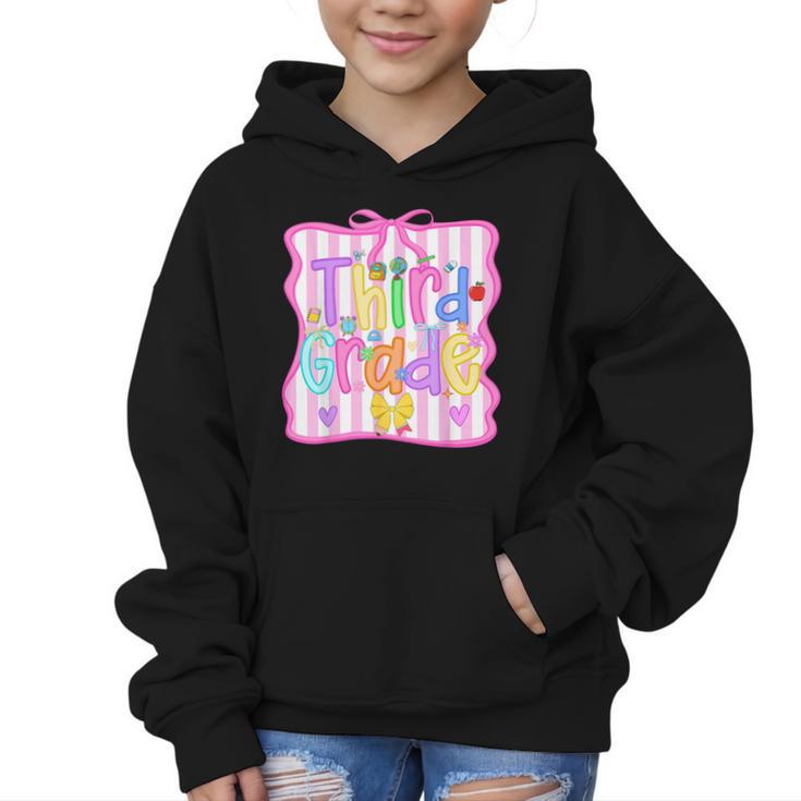 Back To School Third Grade Girls Coquette Bow 3rd Grade Kids Graphic Kid Hoodie