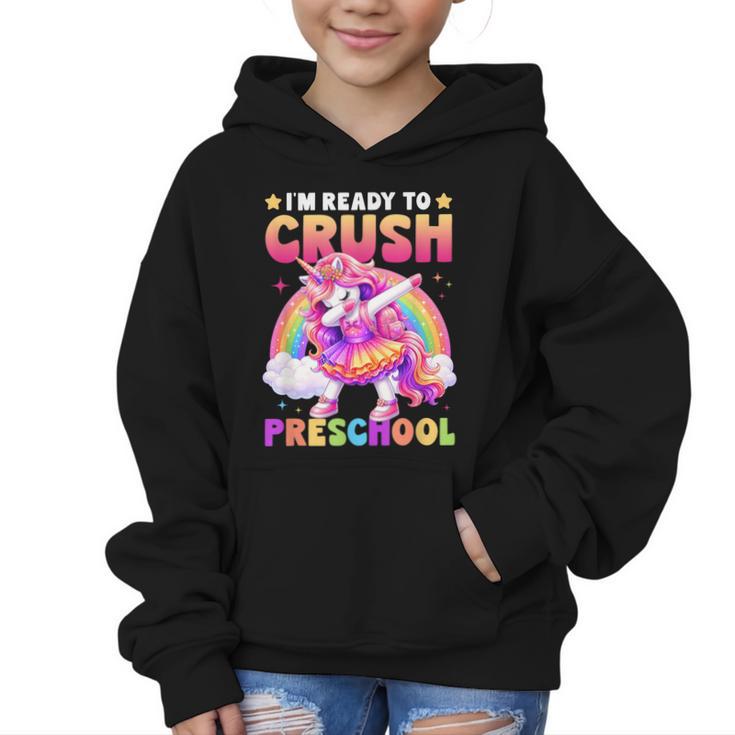 Back To School Unicorn Girls I'm Ready To Crush Preschool Graphic Kid Hoodie