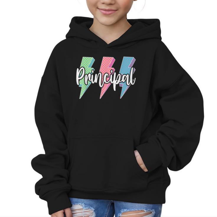 Checkered Principal Lightning Bolt Back To School Graphic Kid Hoodie