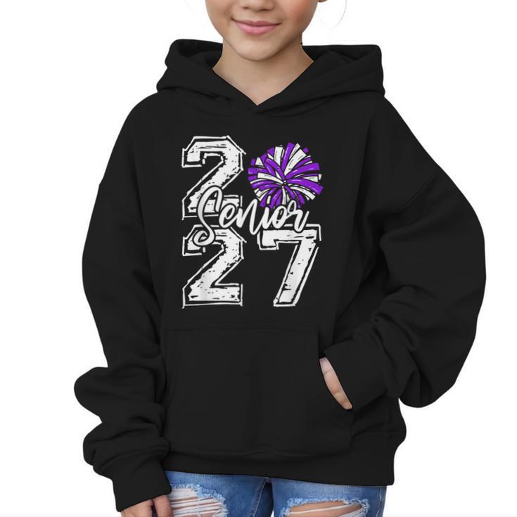 Class Of 2027 Cheer Purple Senior 2027 Back To School Graphic Kid Hoodie
