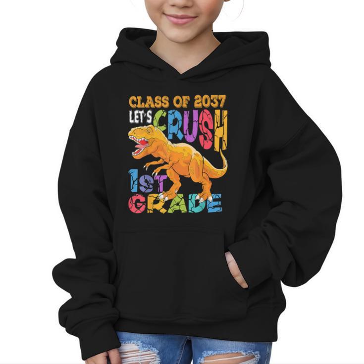 Crush 1st Grade Dinosaur Back To School Class Of 2037 Boy Graphic Kid Hoodie