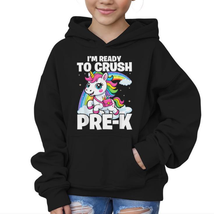 Crush Pre-K Girls Back To School Unicorn First Day Preschool Graphic Kid Hoodie