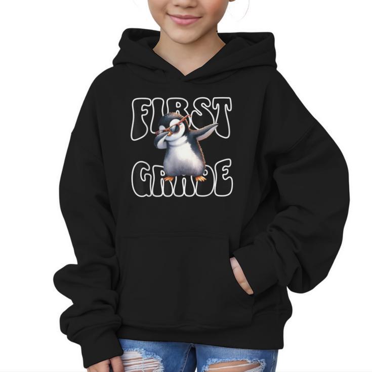 Cute Dabbing Penguin First Grade Back To School Graphic Kid Hoodie