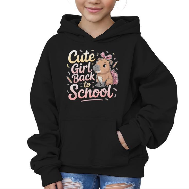 Cute Girl Back To School Capybara First Day Of School Kids Graphic Kid Hoodie