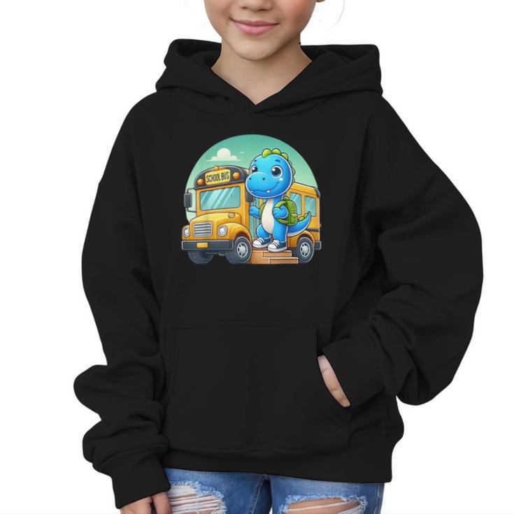 Dinosaur Kids Riding a Bus Back To School Ready To Crush Graphic Kid Hoodie