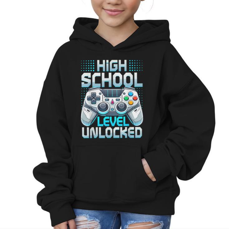 First Day Of High School Level Unlocked Back To School Gamer Graphic Kid Hoodie