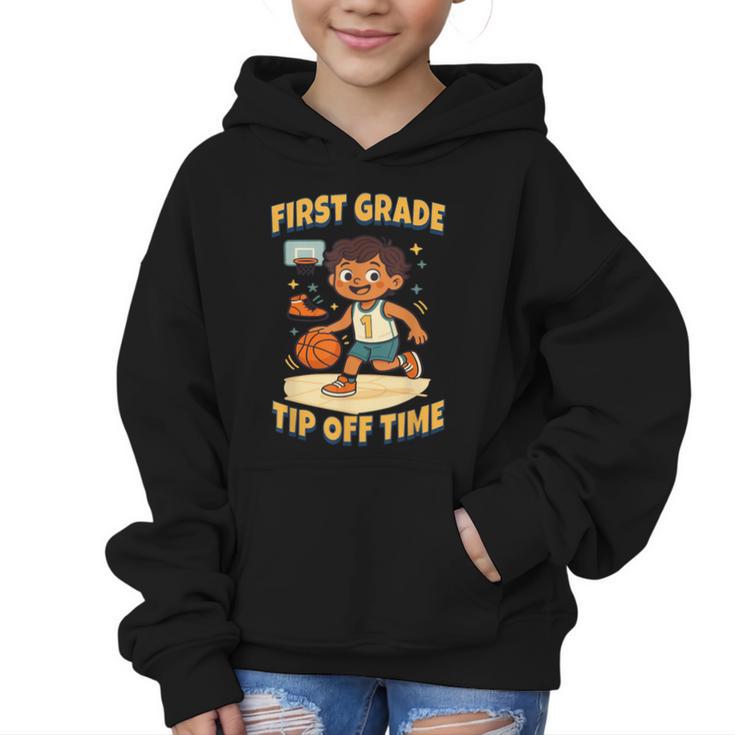 First Grade Basketball Back To School Slam Dunk Style Graphic Kid Hoodie