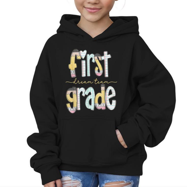 First Grade Dream Team Pencil Back To School Boys Girls Graphic Kid Hoodie
