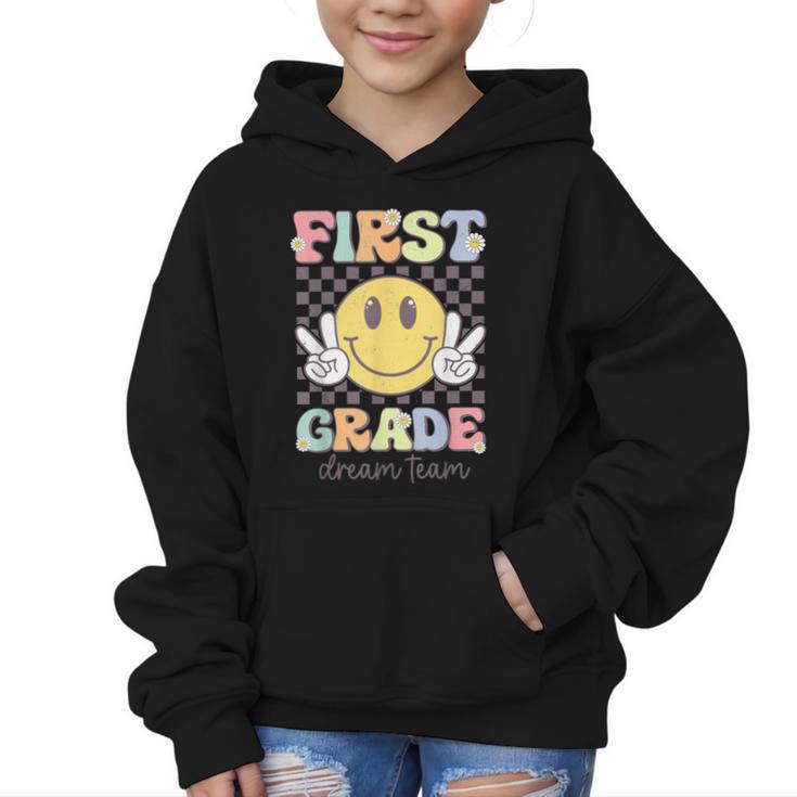 First Grade Dream Team Smile Face Back To School 1st Grade Graphic Kid Hoodie