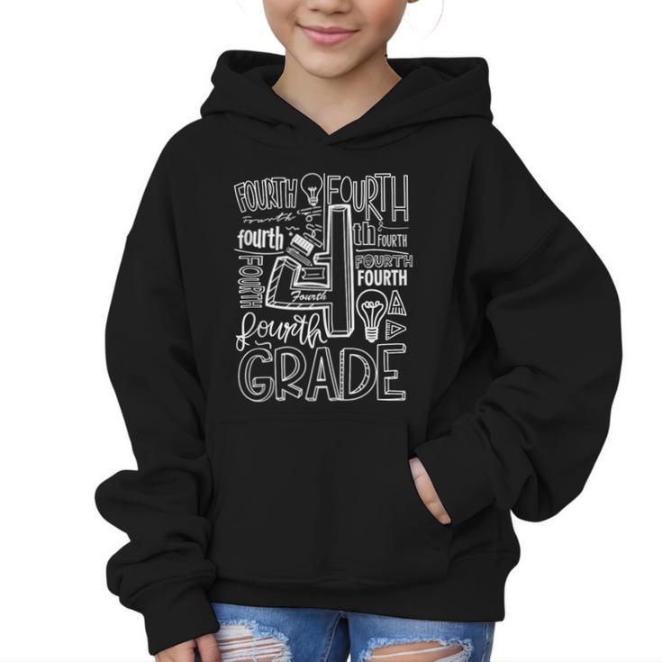 Fourth 4th Grade Typography Back To School Graphic Kid Hoodie