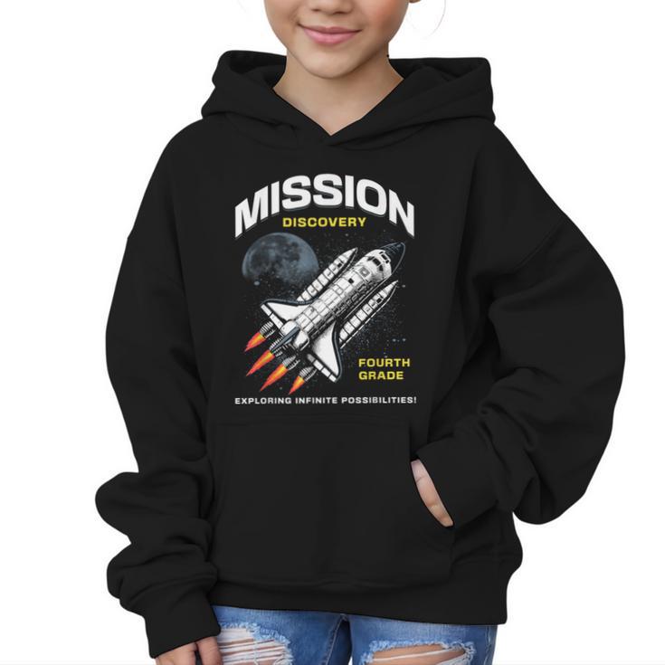 Fourth Grade Back To School Space Rocket Astronaut Graphic Kid Hoodie