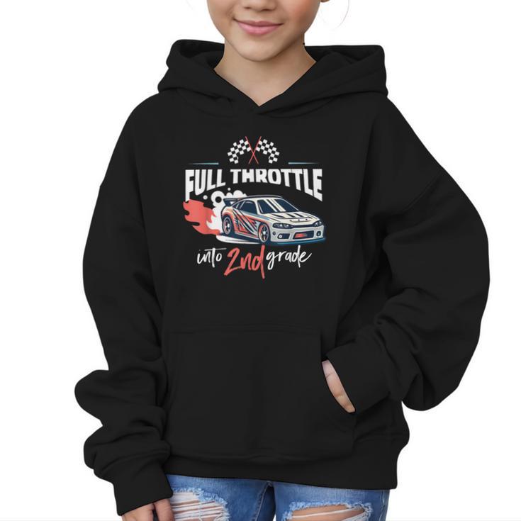 Full Throttle Into Second 2nd Grade Race Car Back To School Graphic Kid Hoodie
