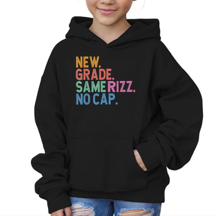 Gen Z Back To School New Grade Same Rizz No Cap Graphic Kid Hoodie