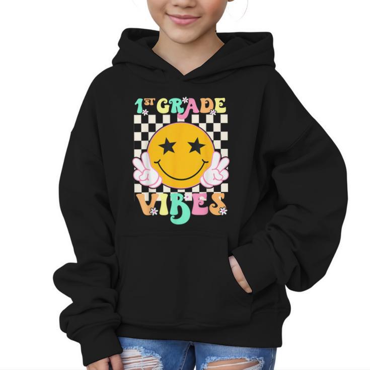 Girls 1st Grade Vibes Smile Face Back To School 1st Grade Graphic Kid Hoodie