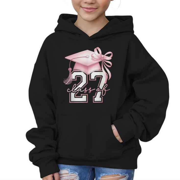 Girls Class Of 2027 Back To School Senior 2027 Coquette Bow Graphic Kid Hoodie