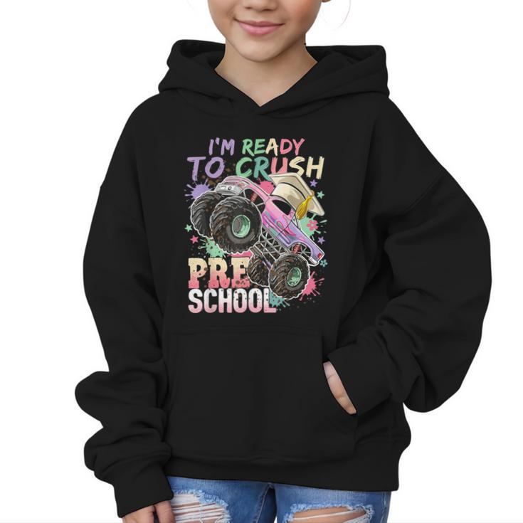Girls Monster Trucks Ready To Crush Preschool Back To School Graphic Kid Hoodie