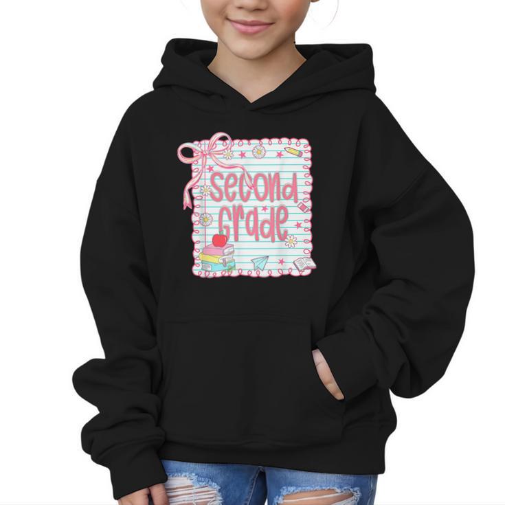Girls Second Grade Coquette Bow Pink Preppy Back To School Graphic Kid Hoodie