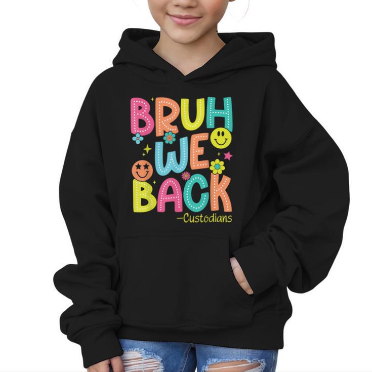 Groovy Custodian Bruh We Back To School Janitor Retro Graphic Kid Hoodie