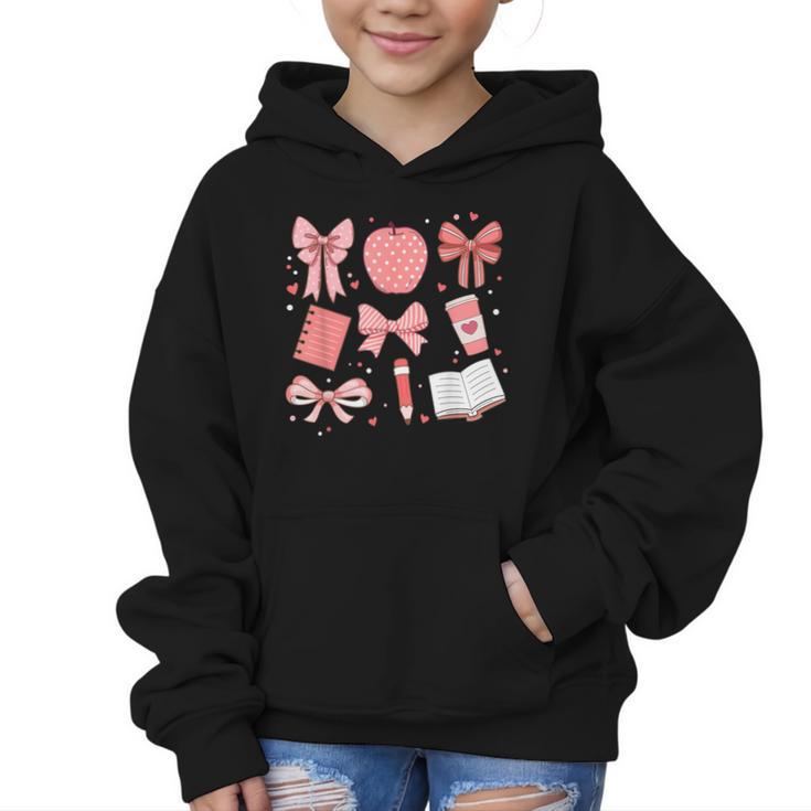 Happy Back To School 1st Day Toddler Girl Boho Coquette Bows Graphic Kid Hoodie