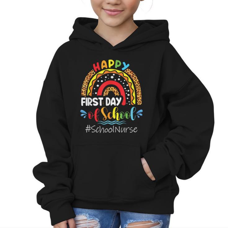 Happy First Day Of School Nurse Rainbow Back To School Graphic Kid Hoodie