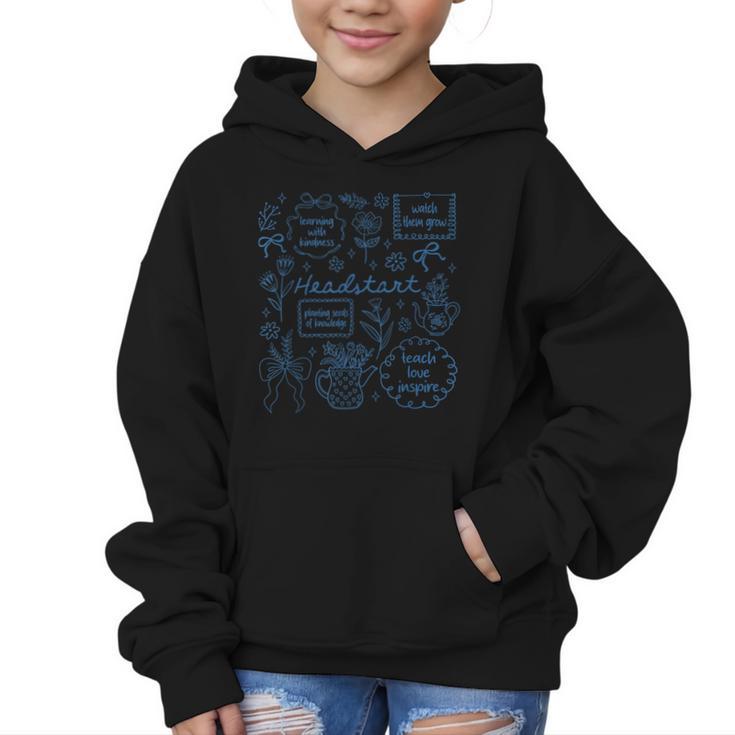 Headstart Love Inspire Teach Blue Bow Back To School Graphic Kid Hoodie