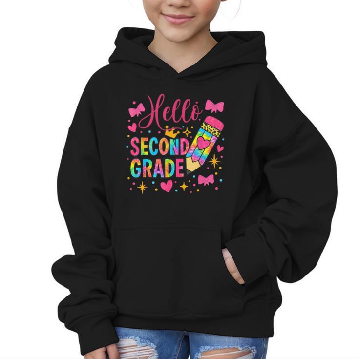 Hello Second Grade Colorful Pencil Tie Dye Back To School Graphic Kid Hoodie