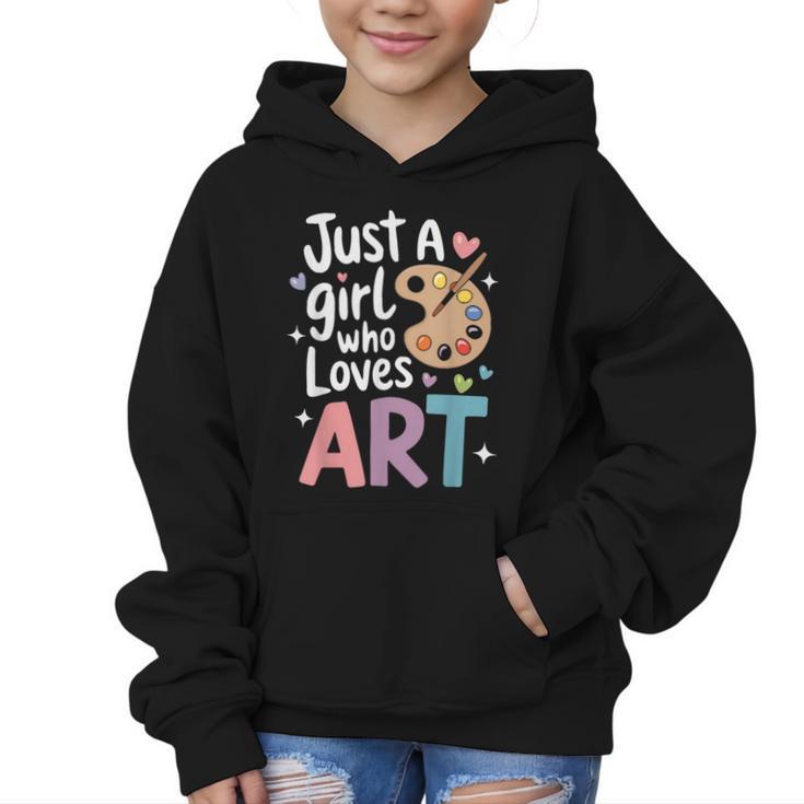 Just a Girl Who Loves Art Cute Back To School Kids Girls Graphic Kid Hoodie