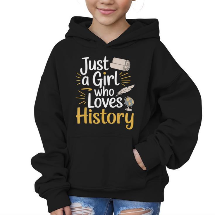 Just a Girl Who Loves History Cute Back To School Kids Girls Graphic Kid Hoodie