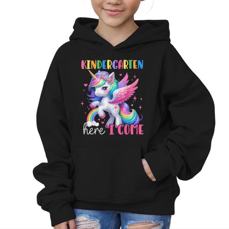 Kindergarten Here I Come Unicorn Girls Kids Back To School Graphic Kid Hoodie